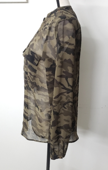 Zara basic camo sheer shirt sz. S - Picture 3 of 6